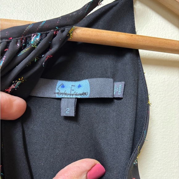 Eva Franco Anthropologie Edita halter black jumpsuit multi-color metallic dot- 2 - Picture 10 of 15